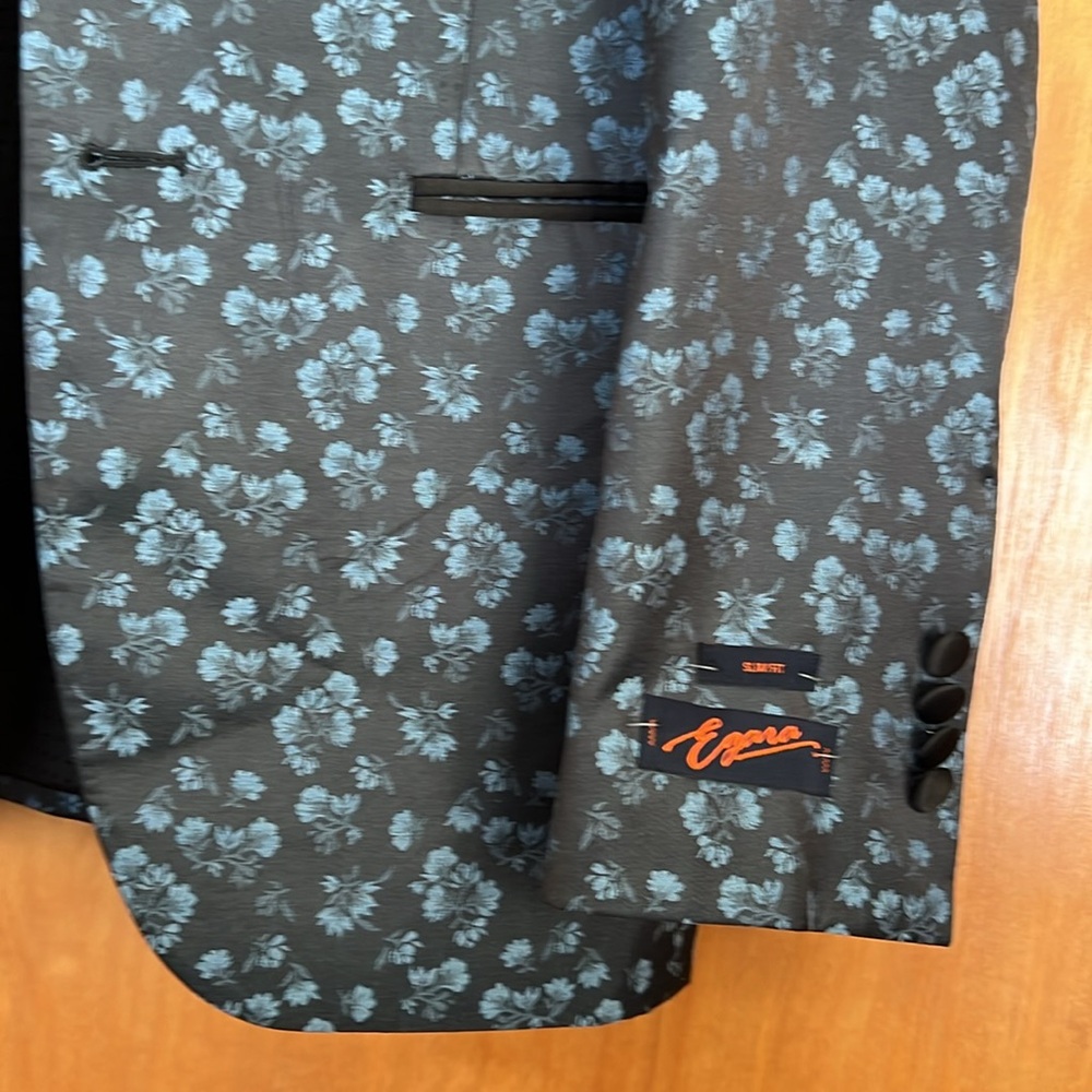 Egara Black and Blue Sport Coat with Floral Jacquard 36R Slim fit NWT - Picture 13 of 13